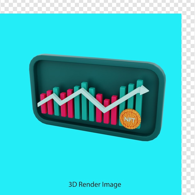 PSD 3d-rendering nft-grafiek stijgt