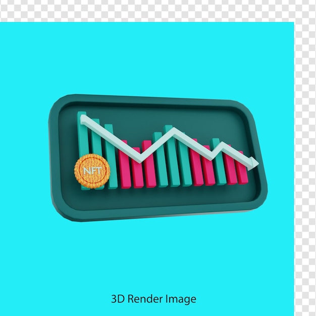 PSD grafico nft di rendering 3d verso il basso