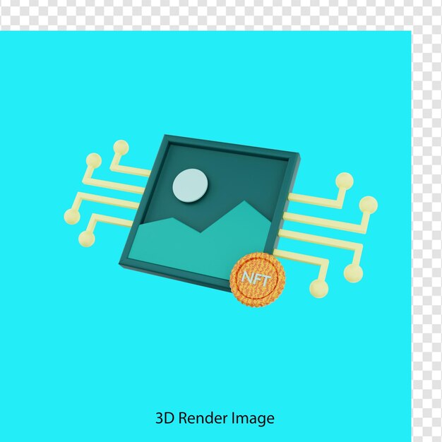 Rendering 3d di immagini di icone nft