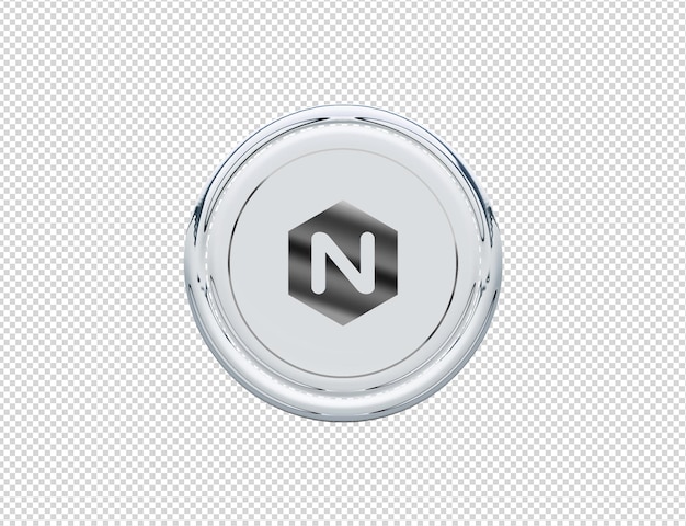PSD 3d-rendering nginx icon zilver glanzend