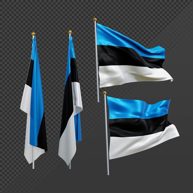 3d rendering northern europe estonia flag fluttering and no fluttering