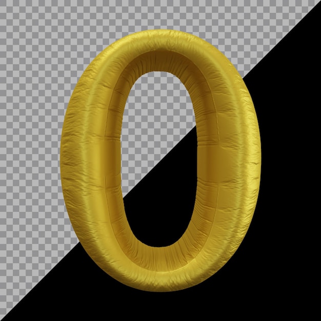 3d rendering of number 0 balloon gold