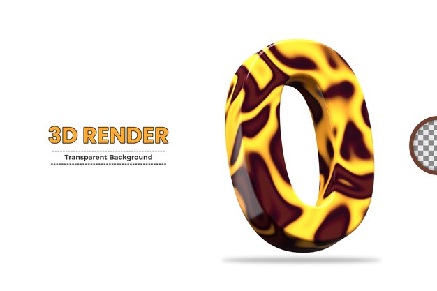 PSD numero di rendering 3d 0 isolato