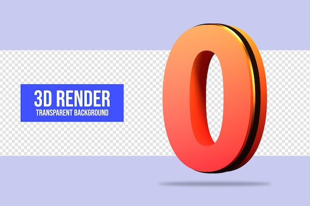 PSD numero di rendering 3d 0 isolato