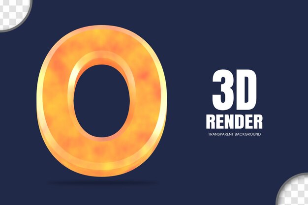 PSD numero di rendering 3d 0 isolato