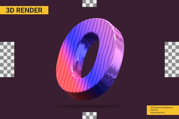 PSD numero di rendering 3d 0 isolato