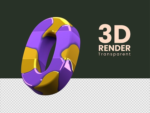 PSD 3d rendering number 0 isolated
