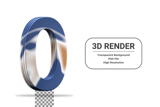 PSD numero di rendering 3d 0 isolato