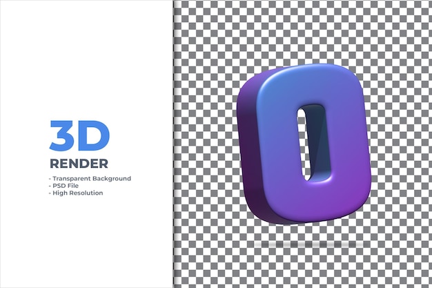 3D rendering number 0 isolated