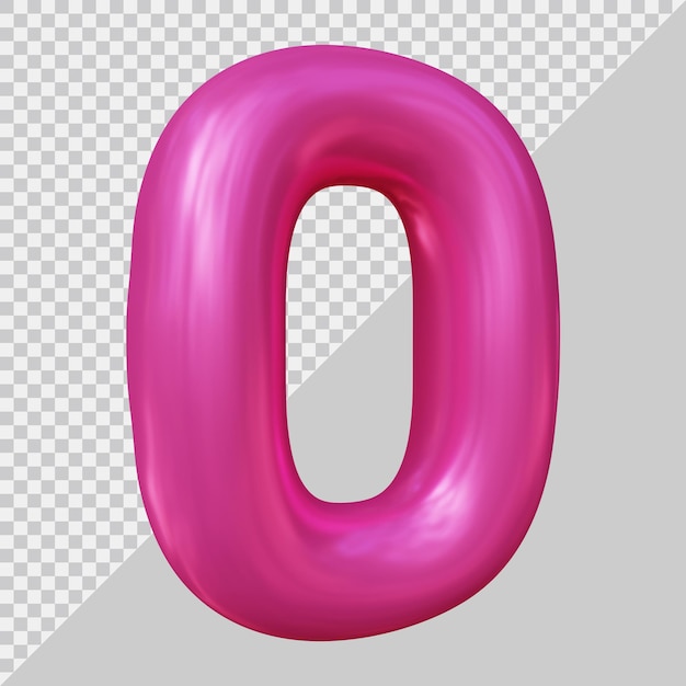 3d rendering of number 0 with modern style