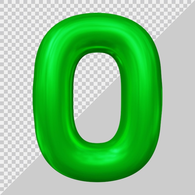 3d rendering of number 0 with modern style