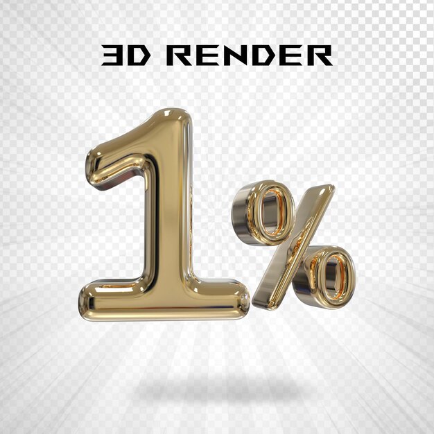 Rendering 3d numero 1 in oro