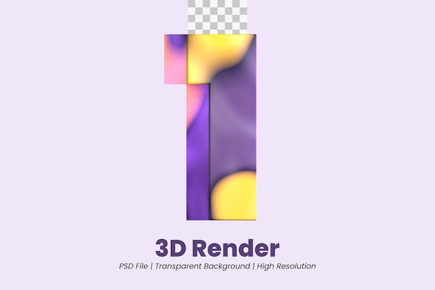 3d rendering number 1 isolated