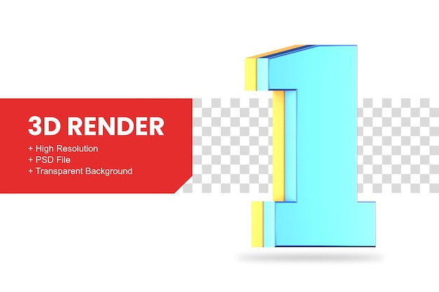 3d rendering number 1 isolated