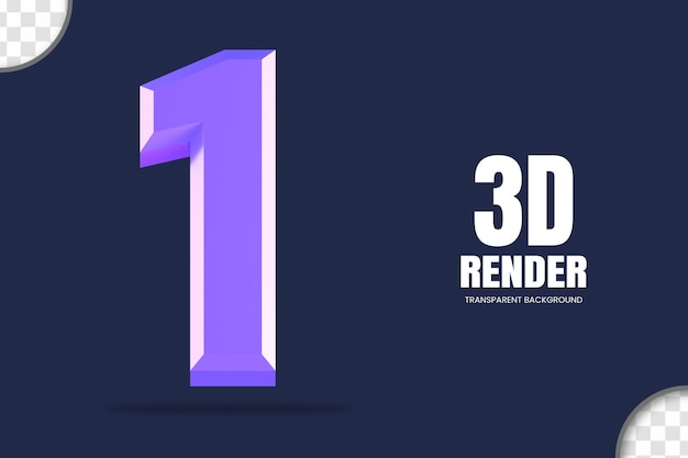 PSD rendering 3d numero 1 isolato