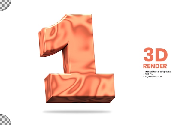 3d rendering number 1 isolated