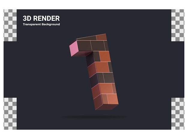 3d rendering number 1 isolated