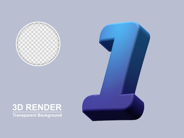 PSD 3d rendering number 1 isolated