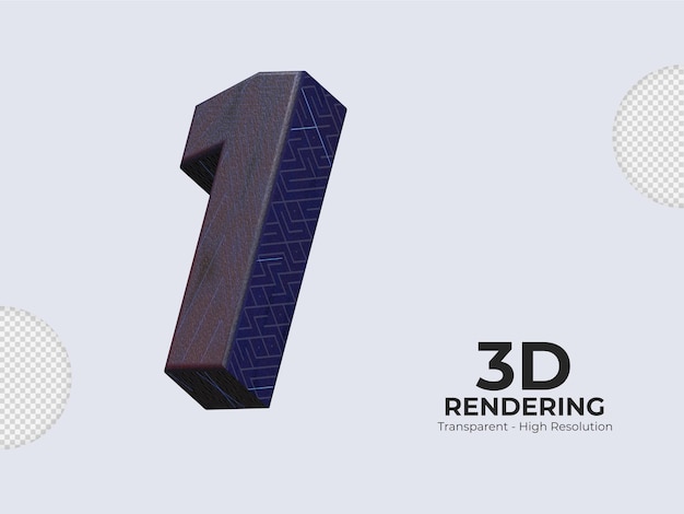 Rendering 3d numero 1 isolato