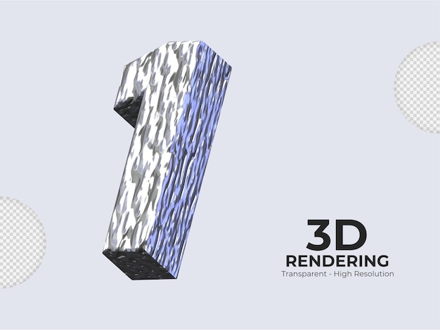 PSD rendering 3d numero 1 isolato