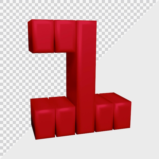 3d rendering of number 1