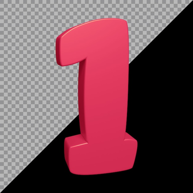 3d rendering of number 1