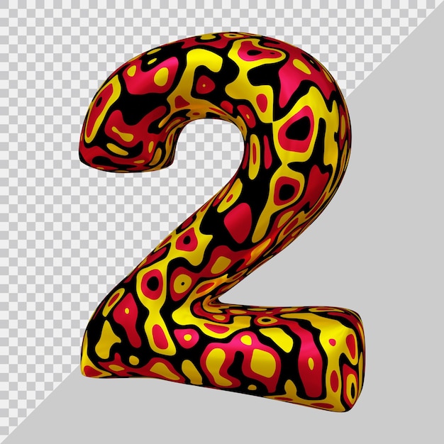 3d rendering of number 2 balloon