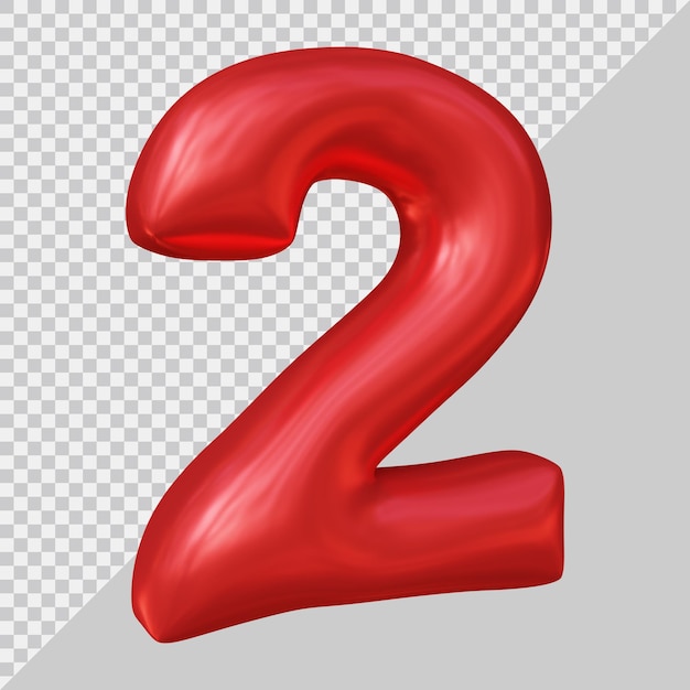 Premium PSD | 3d rendering of number 2 balloon