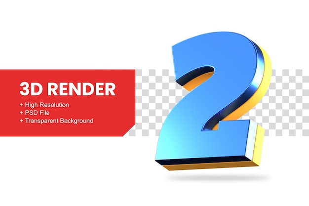 3d rendering number 2 isolated