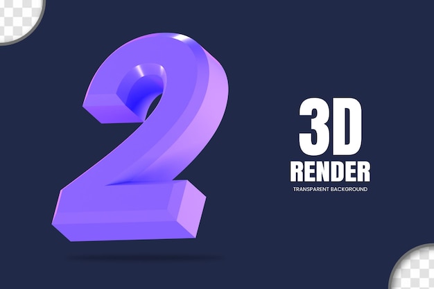 PSD rendering 3d numero 2 isolato