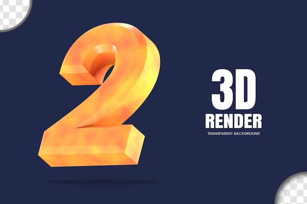 PSD rendering 3d numero 2 isolato