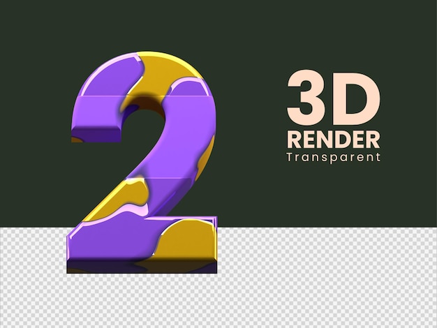 PSD 3d rendering number 2 isolated