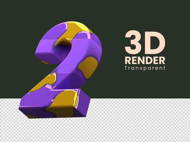 PSD 3d rendering number 2 isolated