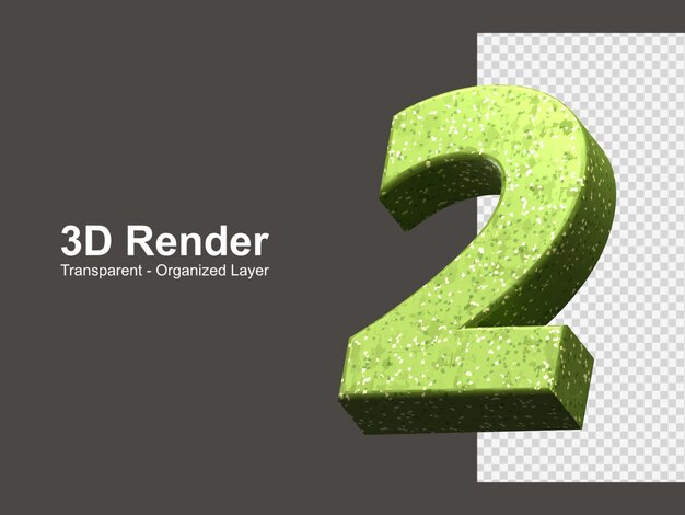 3d rendering number 2 isolated