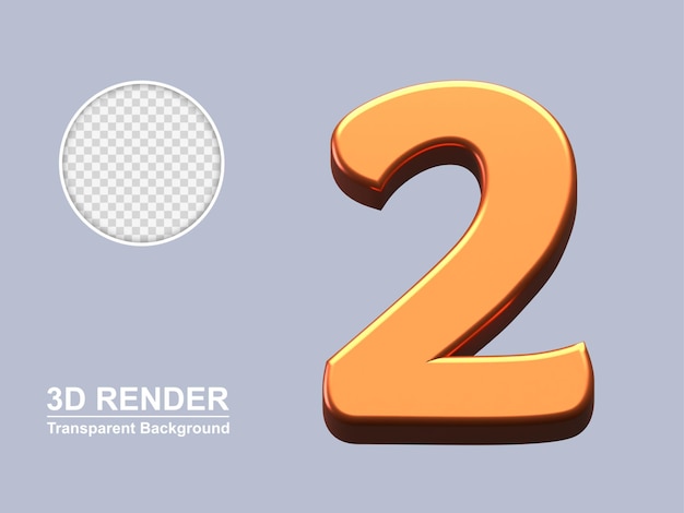 3d rendering number 2 isolated