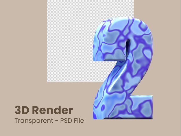 PSD 3d rendering number 2 isolated