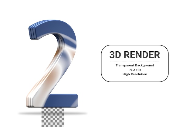 Rendering 3d numero 2 isolato