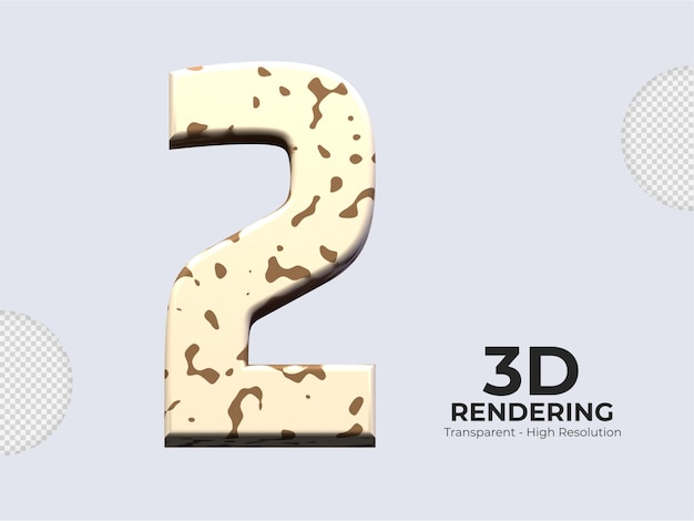 Rendering 3d numero 2 isolato