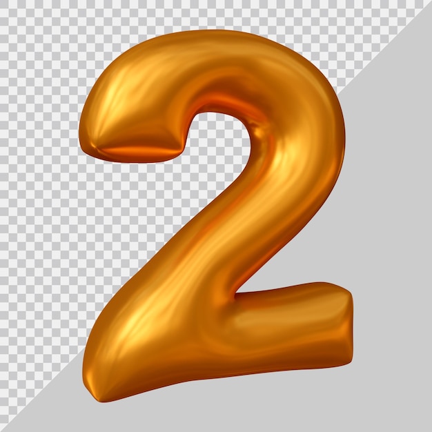 PSD 3d rendering of number 2 with modern style