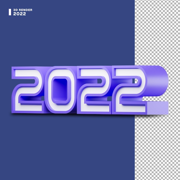 PSD 3d rendering of number 2022 for happy new year