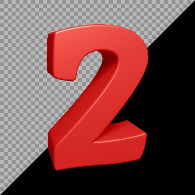 3d rendering of number 2