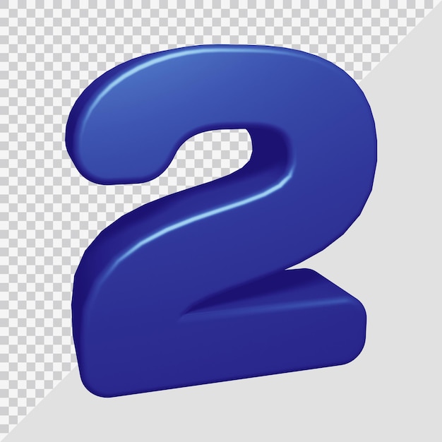 PSD rendering 3d del numero 2