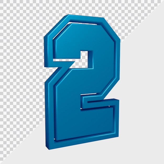 3d rendering of number 2