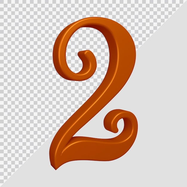 3d rendering of number 2