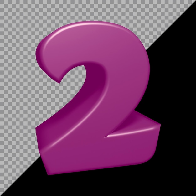 Rendering 3d del numero 2