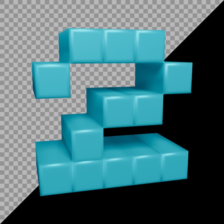PSD 3d rendering of number 2