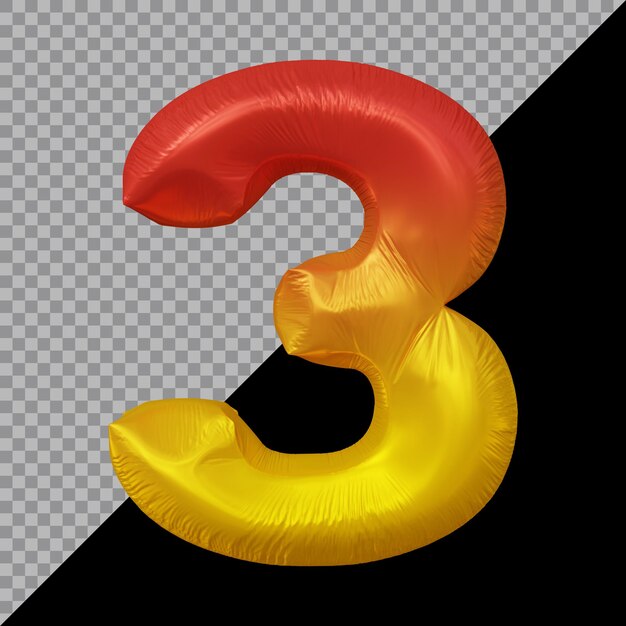 3d rendering of number 3 balloon