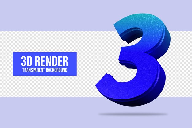 PSD 3d rendering number 3 isolated