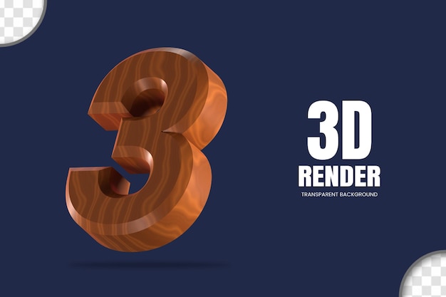 PSD rendering 3d numero 3 isolato