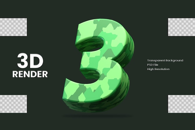 3d rendering number 3 isolated